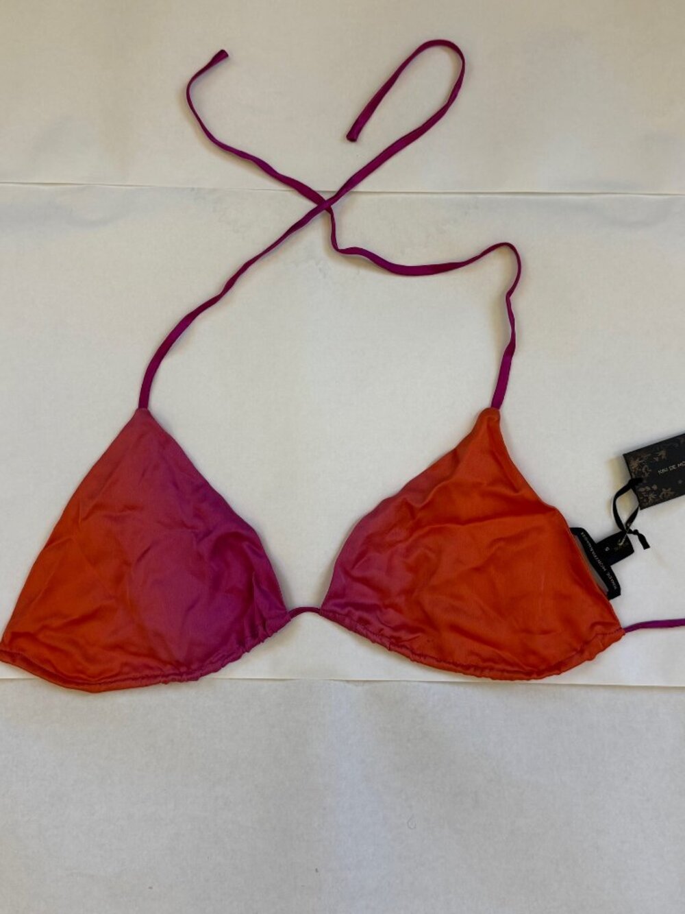 Kiki De Montparnasse Silk Halter Bra/Bikini in Pink and Orange Ombre - Size S